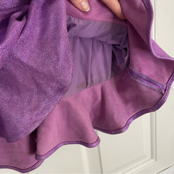 Lovers + Friends Ava Purple metallic ruffle mini skirt REVOLVE Size Small glam - Picture 4 of 7